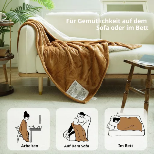 GOTCOZY Elektromos Takaró 130x180cm 6 Fokozat Időzítő Biscuit