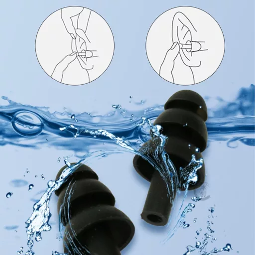 BNOYONERAS Set kapa za plivanje, 2 komada, protuklizne, elastične, unisex, crno-plave, s čepićima za nos i zaštitom za uši, za odrasle i djecu.