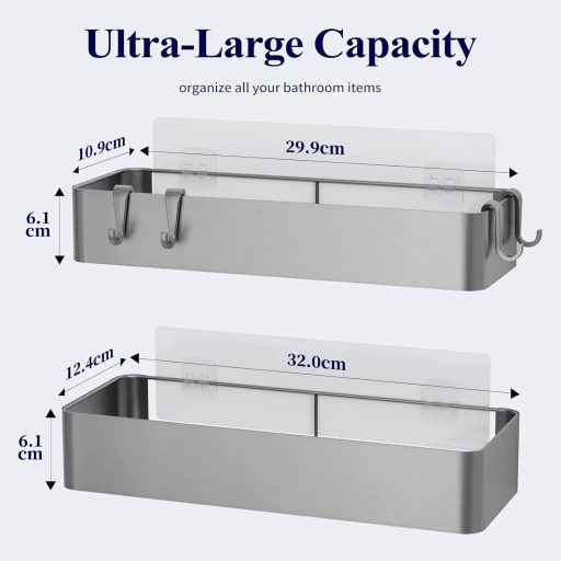 Kitsure Zuhanyzó Polc Fúrás Nélkül 2db Rozsdamentes Fürdőszoba Szervező