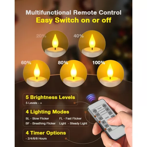 Lumânări LED SoulBay, 12 bucăți, reîncărcabile, cu telecomandă și funcție de temporizare.