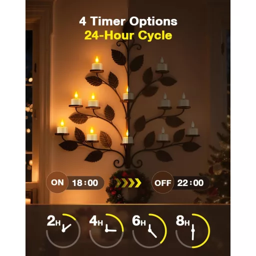 SoulBay LED gyertyák 12db töltöltethető távirányítóval időzítő funkcióval