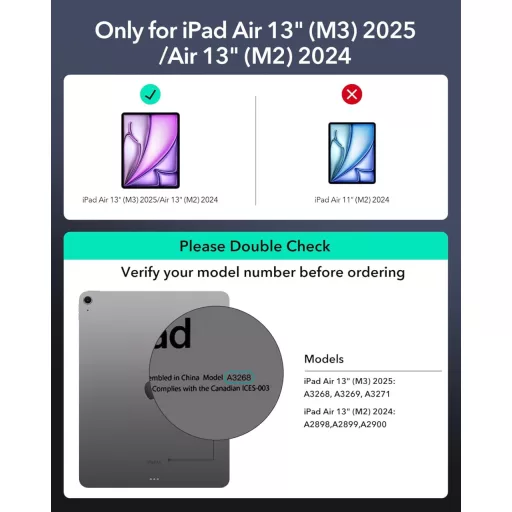 ESR iPad Pro 11 hüvely billentyűzettel, mágneses állvánnyal, M5/M4 2025/2024 - iPad Air 13 (2024), White