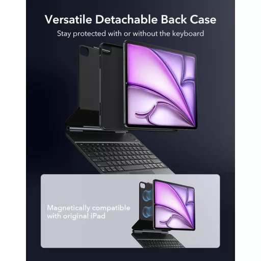 Tastatură ESR cu suport magnetic pentru iPad Air 13 inch, M2/M3, negru