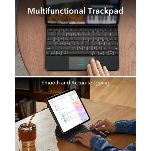 Tastatură ESR cu suport magnetic pentru iPad Air 13 inch, M2/M3, negru
