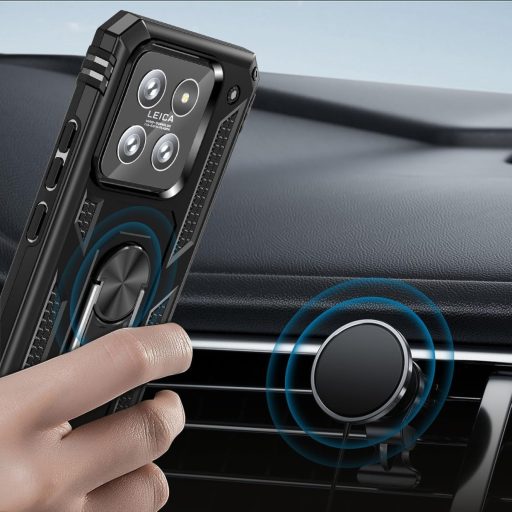 Puzdro KETGII pre Xiaomi Mi 14 Pro, nárazuvzdorné, čierne s držiakom