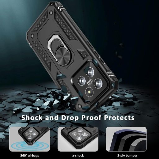 Puzdro KETGII pre Xiaomi Mi 14 Pro, nárazuvzdorné, čierne s držiakom