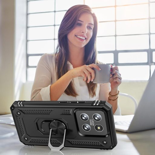 Puzdro KETGII pre Xiaomi Mi 14 Pro, nárazuvzdorné, čierne s držiakom