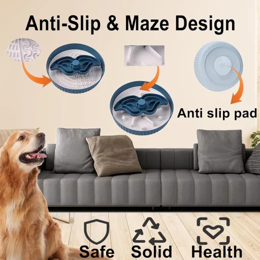 Vealind spora hranilica za pse, labirint puzzle, funkcionalna, plava