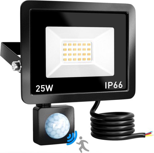 Brightown LED Mozgásérzékelős Reflektor 25W 2200LM IP66 Vízálló Kültéri Lámpa 6000K Hideg Fehér 24 LED Kerthez Udvarhoz Raktárhoz