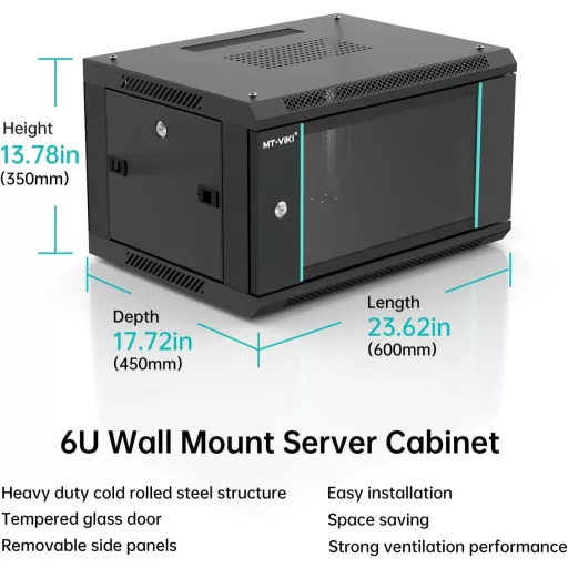 Dulap de rețea MT-VIKI 6HE 19" 350x600x450mm, capacitate de încărcare 50kg