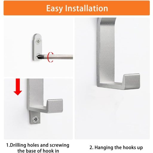 PDGROW Ezüst Fali Ruhaakasztó 2 db - Rejtett Csavaros Kabátakasztó