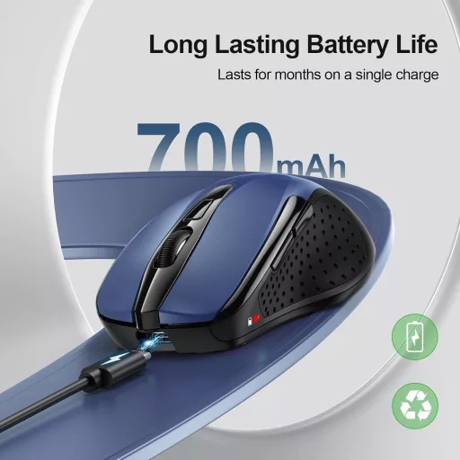 TECKNET 2.4G bežični ergonomski miš, punjivi, 6 tipki, 4000 DPI, za laptop/PC