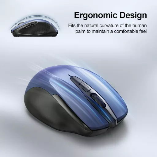 TECKNET 2.4G bežični ergonomski miš, punjivi, 6 tipki, 4000 DPI, za laptop/PC