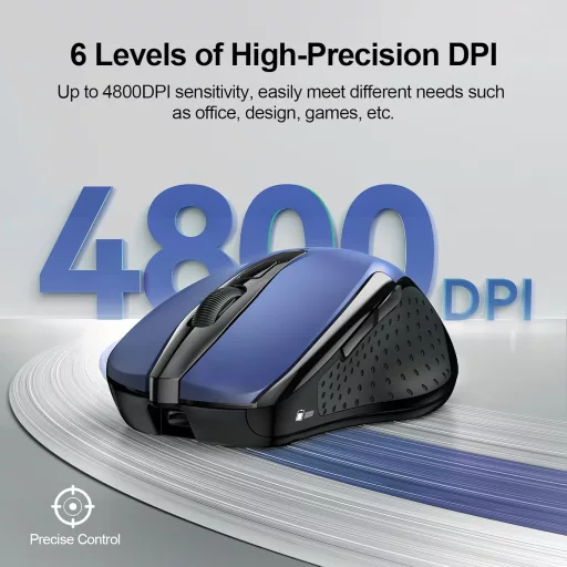 TECKNET 2.4G bežični ergonomski miš, punjivi, 6 tipki, 4000 DPI, za laptop/PC