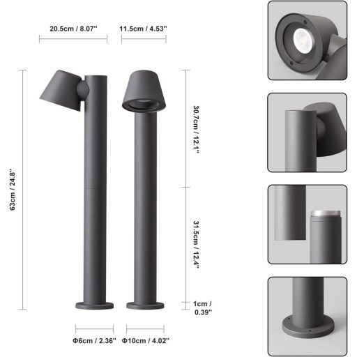 DAWALIGHT GU10 LED záhradné svietidlo 5W 3000K IP44 vodotesné zemné svietidlo antracitové