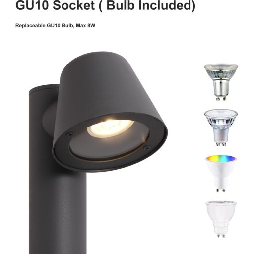 DAWALIGHT GU10 LED záhradné svietidlo 5W 3000K IP44 vodotesné zemné svietidlo antracitové