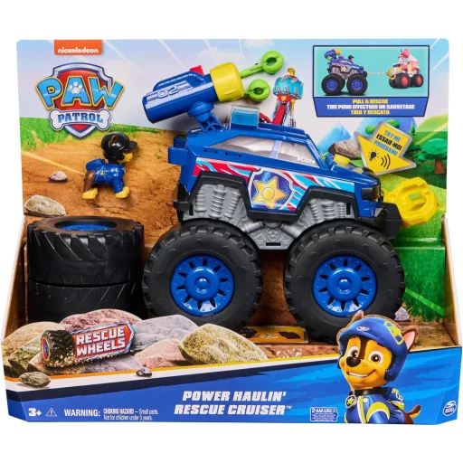 PAW Patrol Chase Deluxe Monster Truck - Motorizált Csörlővel, Fény és Hangeffektekkel, Lövedékkilövővel - Játék Gyerekeknek 3-9 Éves Korig