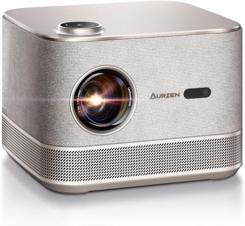 Aurzen Boom 3 Projektor Hivatalos Netflix 3D Dolby Hangzással, 4K Autofókusz, WiFi6, 1080P Full HD Felbontás, 36W Hangszórók, Arany