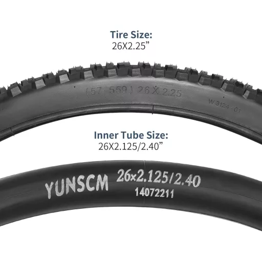 YUNSCM 26" Kerékpár Gumi Szett 26x2.25 Defektálló Külső + Belső Gumi AV32mm Szeleppel Mountain Bike MTB Bicikli Abroncs