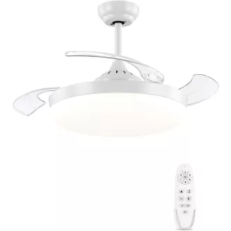   AUTODAY Összecsukható Mennyezeti Ventilátor LED Világítással 108cm Csendes DC Motor Távirányító