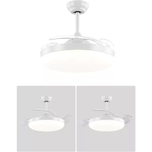 AUTODAY Összecsukható Mennyezeti Ventilátor LED Világítással 108cm Csendes DC Motor Távirányító