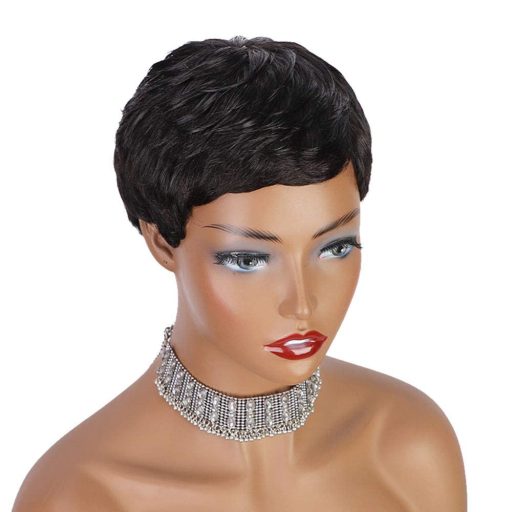 Fereowth krátka pixie parochňa z pravých vlasov dámska čierna rovná