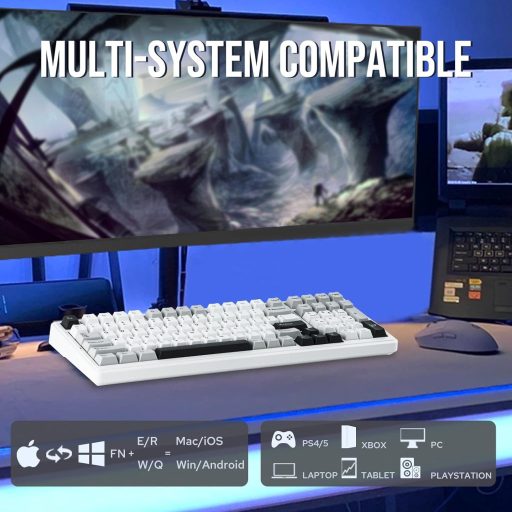 Tastatură mecanică wireless RGB EPOMAKER Aula F99, Bluetooth pentru gameri, gri