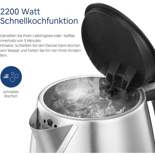 Midea MKE17M1ADS rozsdamentes vízforraló 1,7L, 2200W gyorsforraló, LED kijelzővel