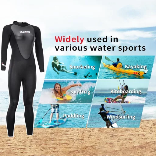 Costum de neopren ZCCO 3mm cu fermoar la spate pentru bărbați și femei, pentru scufundări, surfing și snorkeling
