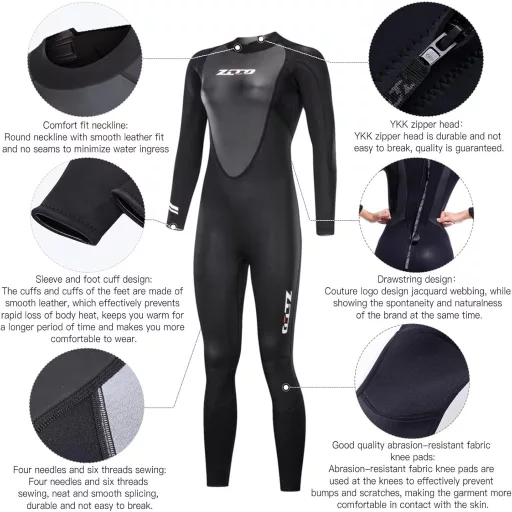 ZCCO 3mm Neoprén Wetsuit Hátzipper Férfi Női Búvárkodás Szörfözés Snorkling