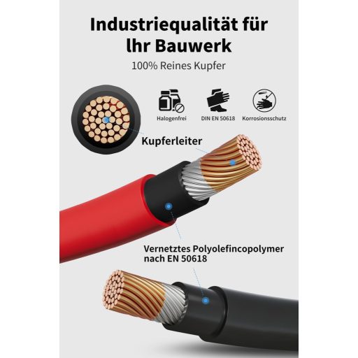 enernova Napelem Kábel 6mm² 10m IP67 Vízálló Multi-Contact Csatlakozó