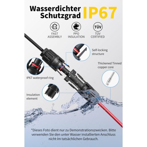 enernova Napelem Kábel 6mm² 10m IP67 Vízálló Multi-Contact Csatlakozó