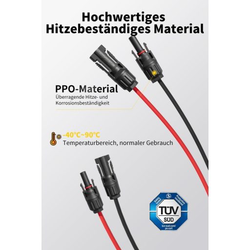 enernova Napelem Kábel 6mm² 10m IP67 Vízálló Multi-Contact Csatlakozó