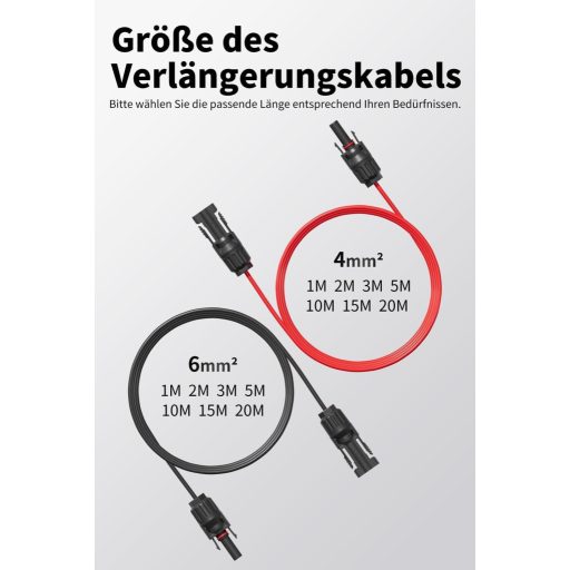 enernova Napelem Kábel 6mm² 10m IP67 Vízálló Multi-Contact Csatlakozó