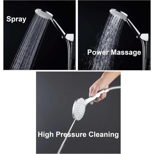 Super Mundo 110mm Nagynyomású Zuhanyfej 3 Üzemmóddal - Víztakarékos Kézi Zuhany Fürdőszoba Tisztításhoz - Egyszerű Felszerelés, Kerek Forma