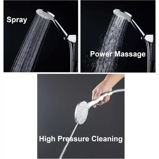 Super Mundo 110mm Nagynyomású Zuhanyfej 3 Üzemmóddal - Víztakarékos Kézi Zuhany Fürdőszoba Tisztításhoz - Egyszerű Felszerelés, Kerek Forma