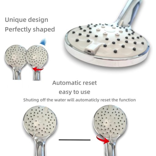 Super Mundo 110mm Nagynyomású Zuhanyfej 3 Üzemmóddal - Víztakarékos Kézi Zuhany Fürdőszoba Tisztításhoz - Egyszerű Felszerelés, Kerek Forma