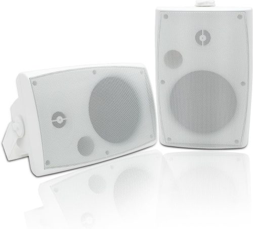 Herdio Set de boxe de exterior rezistente la apă de 6,5" - Boxe pasive de perete de 400W cu bas puternic pentru terasă, piscină, grădină (Alb)