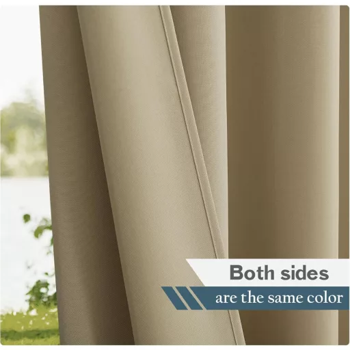PONY DANCE Perdele de Exterior cu Bride Detașabile - Impermeabile, Protecție Solară pentru Terasă, Foișor, 2 buc, 213×140 cm, Culoare Taupe
