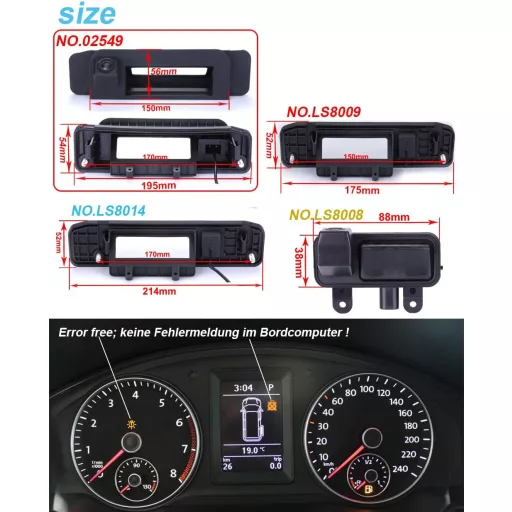 Dynavsal HD Éjjellátó Autós Tolatókamera Mercedes és VW Golf Modellekhez