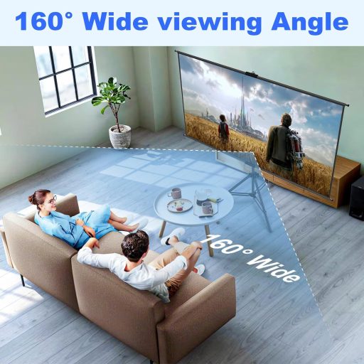 GAINVANE Ecran de proiecție portabil de 60 de inci cu stativ - Ecran de proiector HD 16:9, anti-șifonare, cu spate negru, pentru dormitor, La