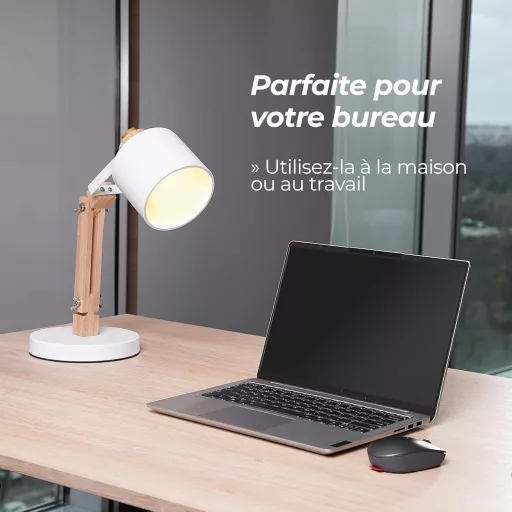 Feelsolar Stolna Lampa - Japandi LED Noćna Svjetiljka s USB Priključkom, 3 Razine Prilagodbe Svjetline, Podesiva Ruka, s E27 LED Žaruljom, +95% C