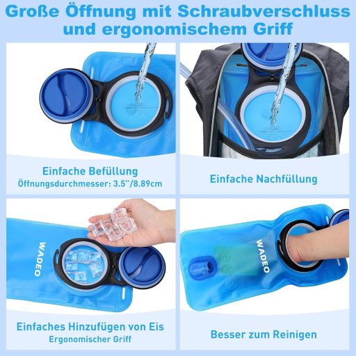 WADEO 2 literes hidratációs hólyag szivárgásmentes vízzel, katonai vízhátizsák túrázáshoz futáshoz kerékpározáshoz