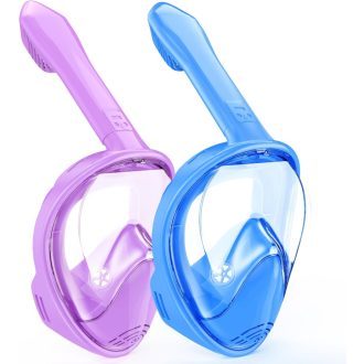   LITTLEJSY Maska za ronjenje s punim licem za djecu, 180° panoramski pogled, s nosačem za kameru, protiv zamagljivanja, nepropusni set za snorkeling za dječake