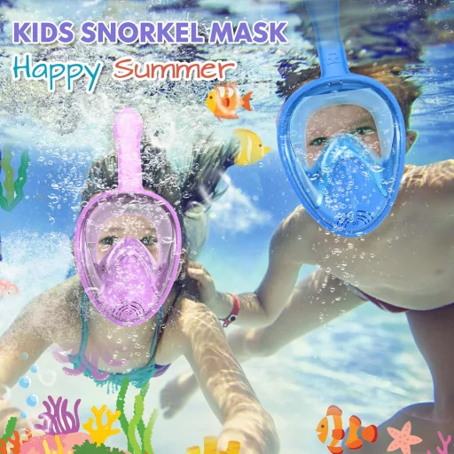 LITTLEJSY Teljes Arcot Fedő Búvármaszk Gyerekeknek, 180° Panoráma Látómezővel, Kamerartóval, Páramentes, Szivárgásmentes Snorkel Szett Fiúkn