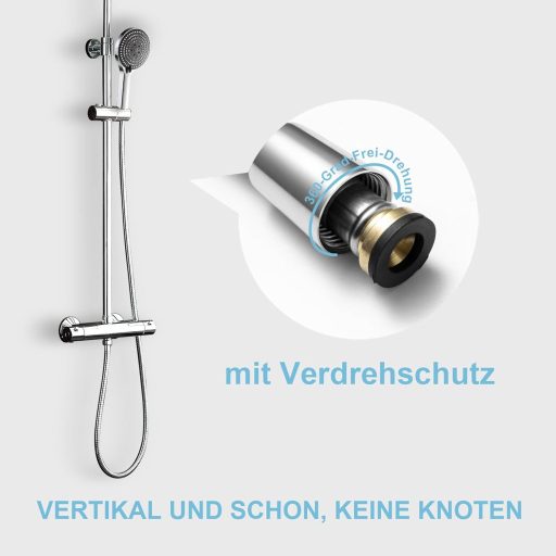 OFFO 1,6 m rozsdamentes acél zuhanycső csavarvédelem és nyomásvédelemmel