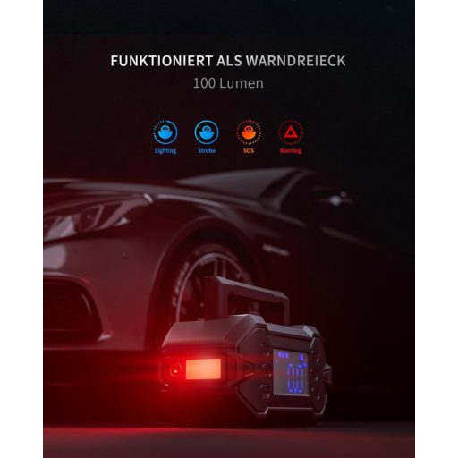 GREEN KEEPER 3000A Hordozható Indítóakkumulátor 12V Benzin Dízel Autóhoz Kompresszorral