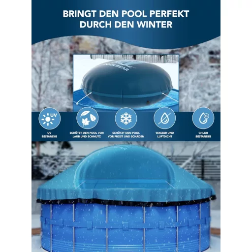 PoolBear 2m XXL Pernă de iarnă pentru piscină, cu cusătură dublă și protecție anti-îngheț.