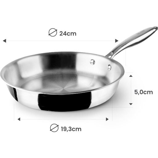 IBILI 24 cm rozsdamentes acél serpenyő indukciós nem tapadó ezüst