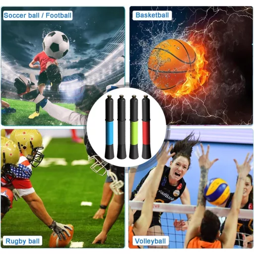 Pompă de minge bidirecțională Fenxyo cu suport pentru ac și 5/10 ace, pentru fotbal, baschet, volei, rugby